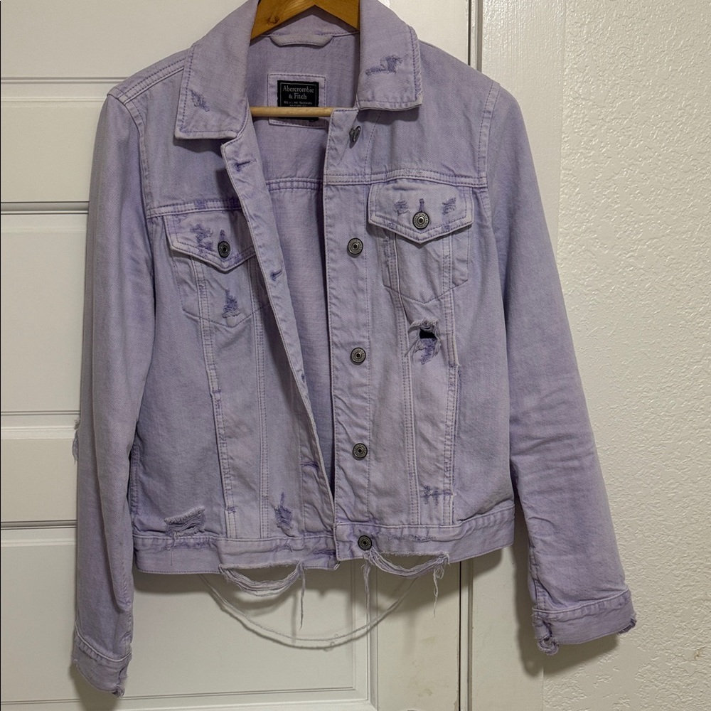 Lavender Distressed Denim Jacket